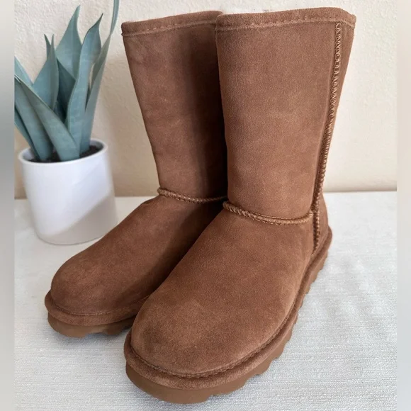 New BearPaw Elle Cognac Suede Sheep Skin Wool Mid Height Boots Women’s 8 - Picture 7 of 15